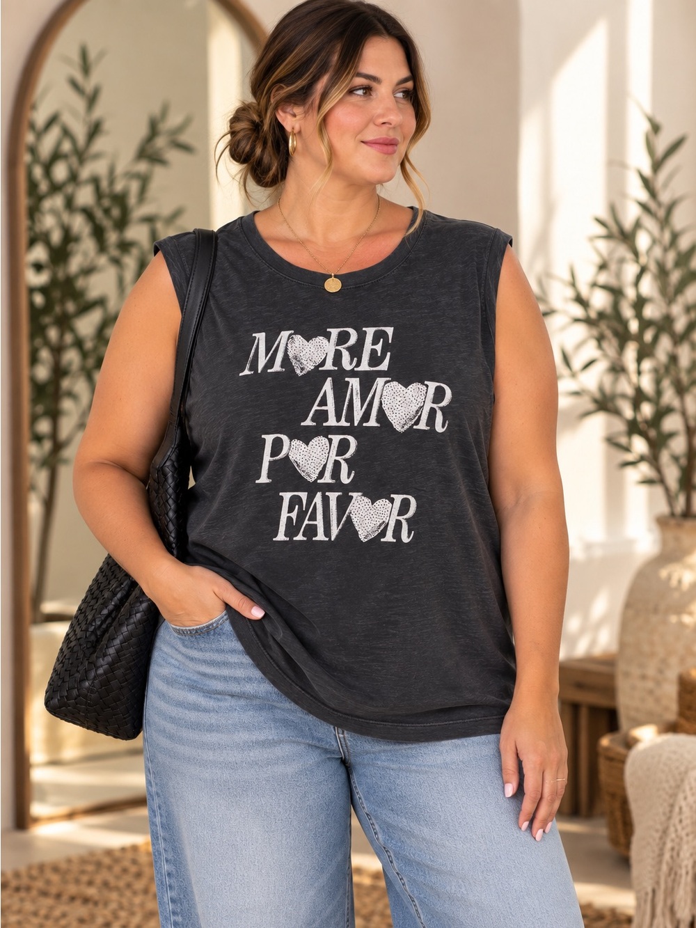 Torrid Mas Amor Por Favor Heritage Slub Muscle Tank Size 2 2X NWT #317